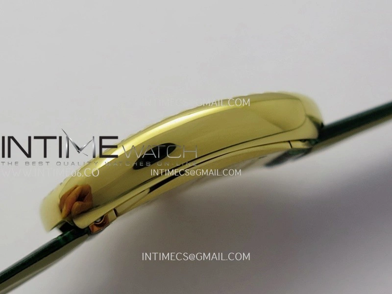 Baignoire Watch Diamond Bezel YG AF 1:1 Best Edition White Dial On Green Leather Strap RONDA Quartz
