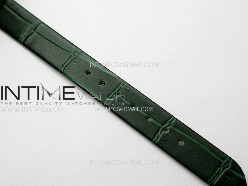 Baignoire Watch Diamond Bezel YG AF 1:1 Best Edition White Dial On Green Leather Strap RONDA Quartz