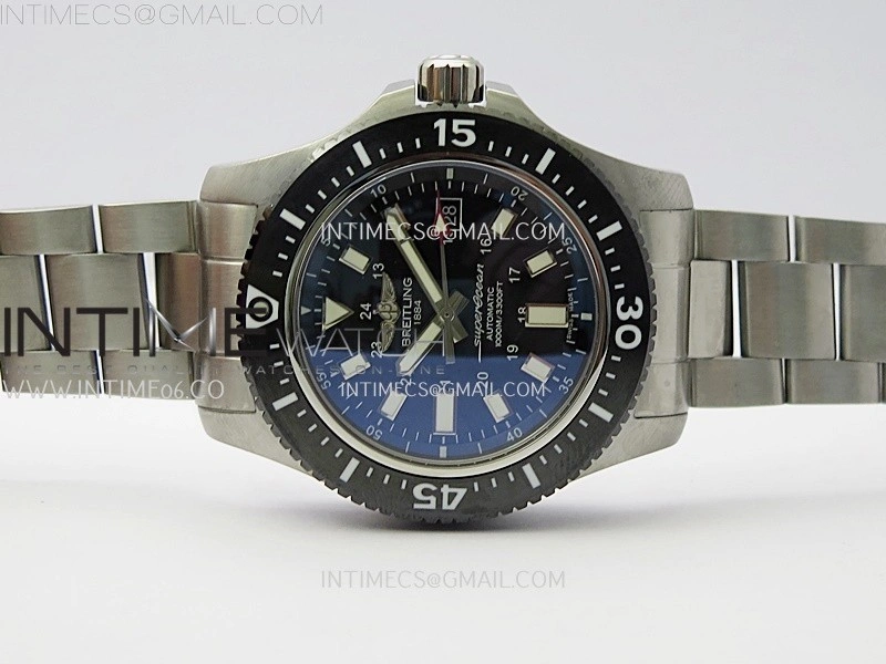 SuperOcean 44mm Special Black Ceramic EF 1:1 Best Edition Black Dial on SS Bracelet A2824