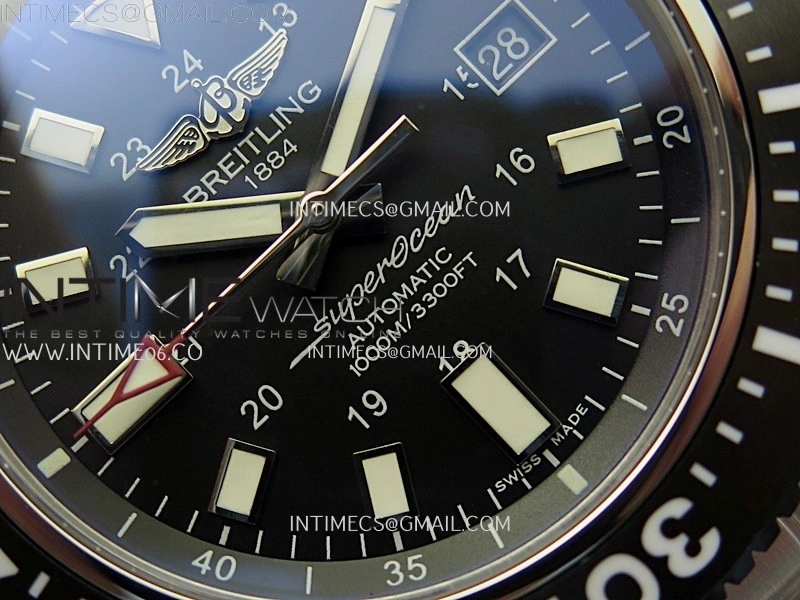SuperOcean 44mm Special Black Ceramic EF 1:1 Best Edition Black Dial on SS Bracelet A2824