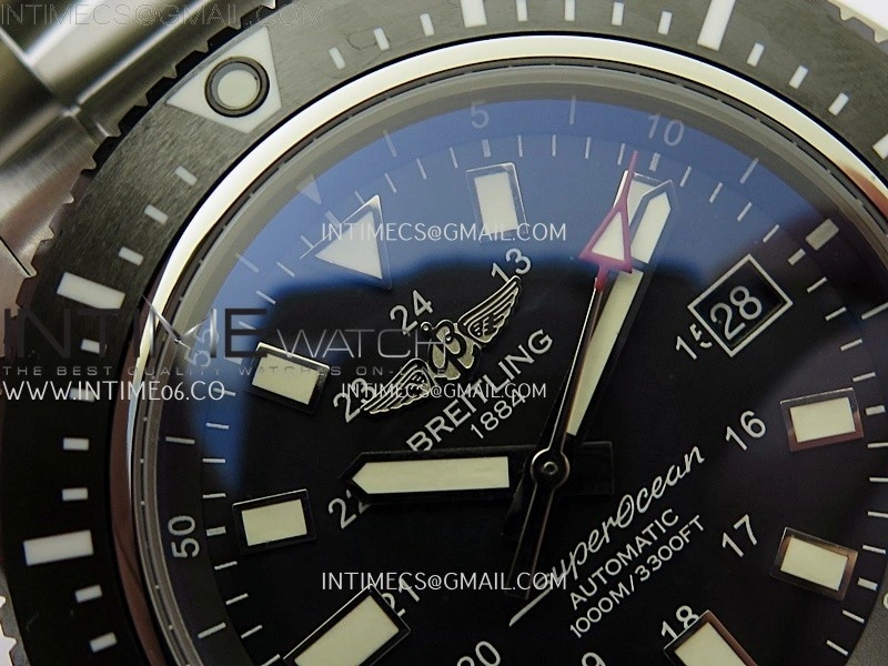 SuperOcean 44mm Special Black Ceramic EF 1:1 Best Edition Black Dial on SS Bracelet A2824