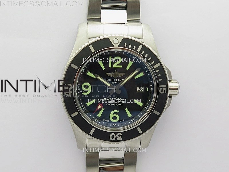SuperOcean Automatic 44mm TF 1:1 Best Edition Black Dial Black Bezel on SS Bracelet A2824