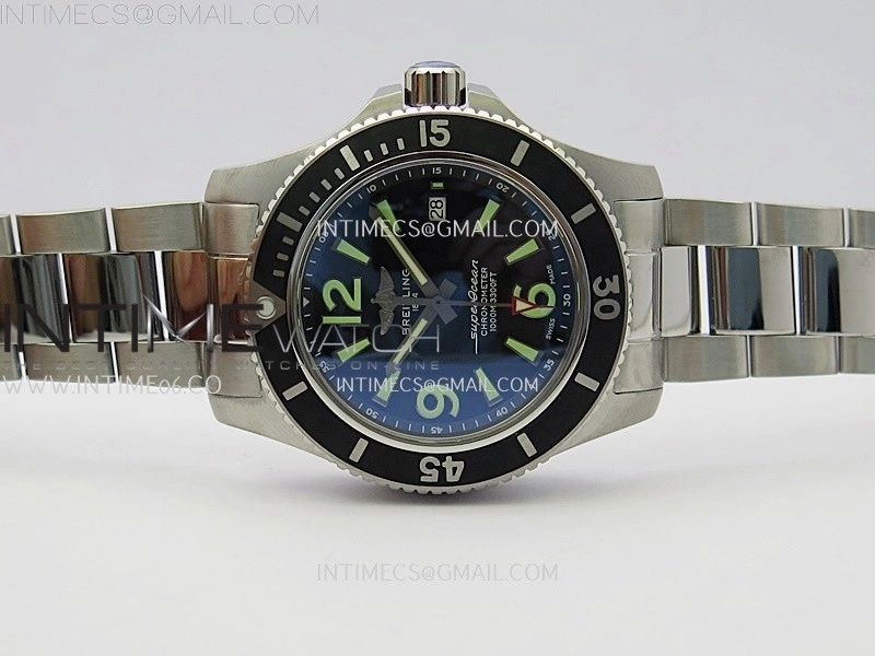 SuperOcean Automatic 44mm TF 1:1 Best Edition Black Dial Black Bezel on SS Bracelet A2824