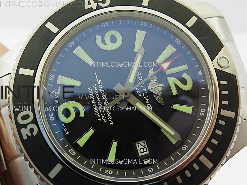 SuperOcean Automatic 44mm TF 1:1 Best Edition Black Dial Black Bezel on SS Bracelet A2824