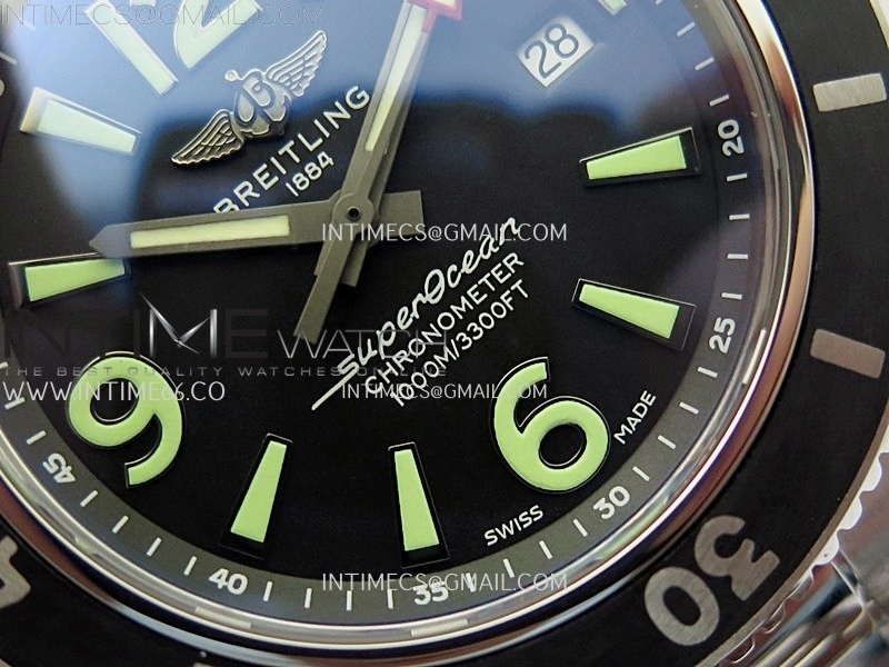 SuperOcean Automatic 44mm TF 1:1 Best Edition Black Dial Black Bezel on SS Bracelet A2824