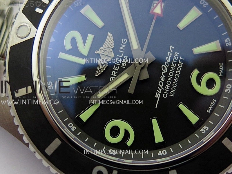 SuperOcean Automatic 44mm TF 1:1 Best Edition Black Dial Black Bezel on SS Bracelet A2824