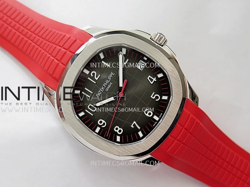 Aquanaut 5167 SS 3KF Best Edition Gray Dial On Red Rubber Strap A324 Super Clone V2