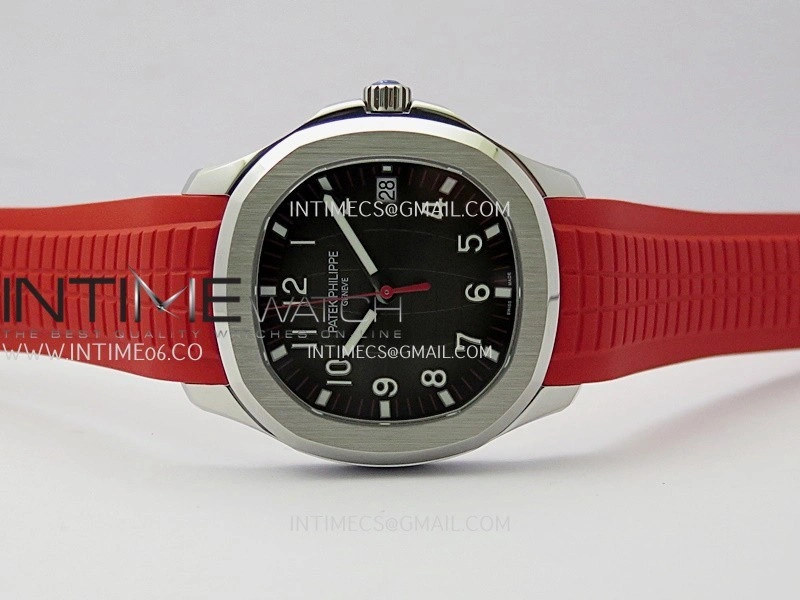 Aquanaut 5167 SS 3KF Best Edition Gray Dial On Red Rubber Strap A324 Super Clone V2