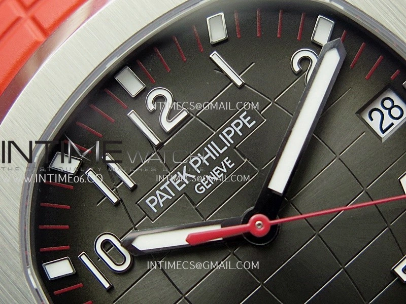 Aquanaut 5167 SS 3KF Best Edition Gray Dial On Red Rubber Strap A324 Super Clone V2