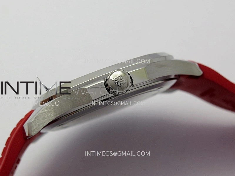 Aquanaut 5167 SS 3KF Best Edition Gray Dial On Red Rubber Strap A324 Super Clone V2