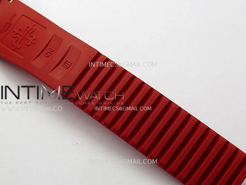 Aquanaut 5167 SS 3KF Best Edition Gray Dial On Red Rubber Strap A324 Super Clone V2