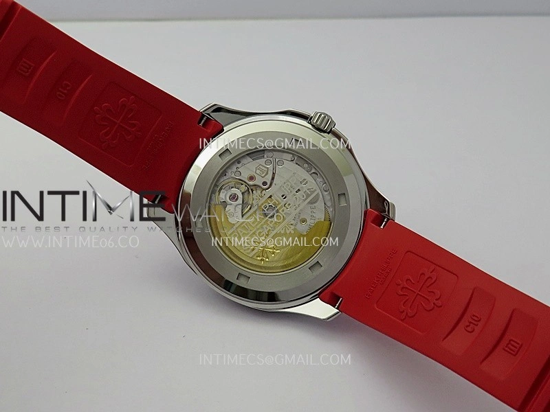 Aquanaut 5167 SS 3KF Best Edition Gray Dial On Red Rubber Strap A324 Super Clone V2