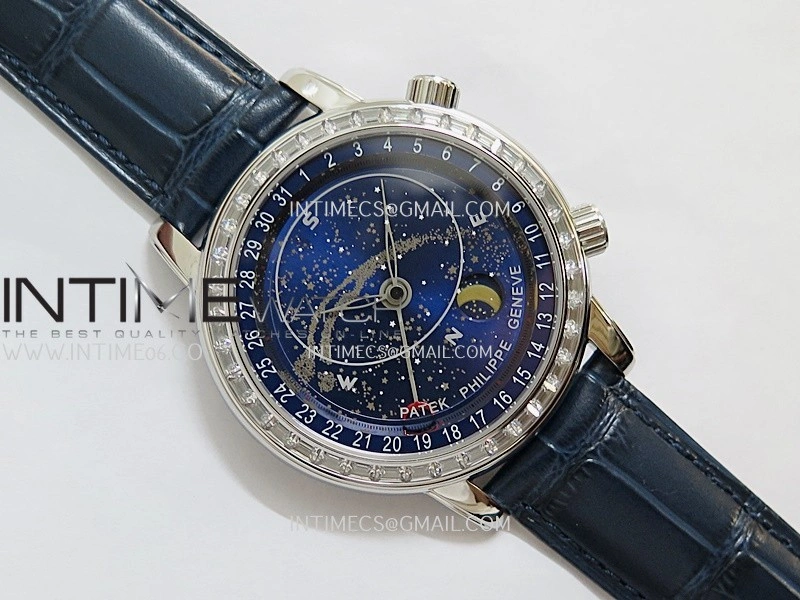 Grand Complications 6102G Moon SS T Crystal YF Blue Dial on Blue Leather Strap A240