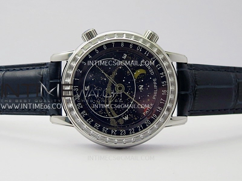 Grand Complications 6102G Moon SS T Crystal YF Blue Dial on Blue Leather Strap A240