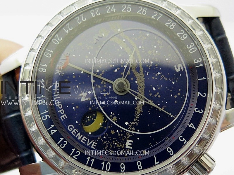 Grand Complications 6102G Moon SS T Crystal YF Blue Dial on Blue Leather Strap A240