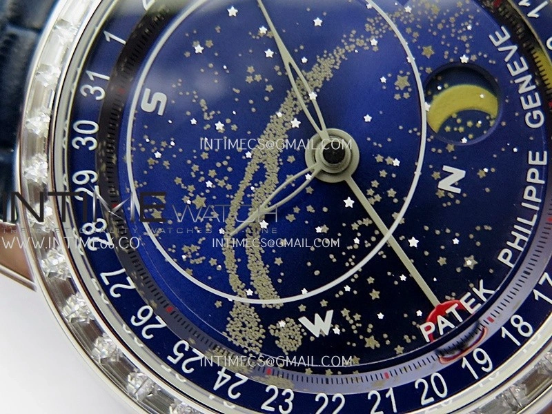 Grand Complications 6102G Moon SS T Crystal YF Blue Dial on Blue Leather Strap A240