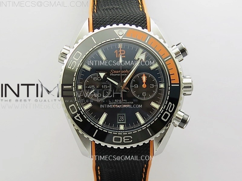 Planet Ocean Master Chronometer Black Orange Ceramic Bezel SS SCF 1:1 Best Edition Black Dial on Black Rubber Strap A9900
