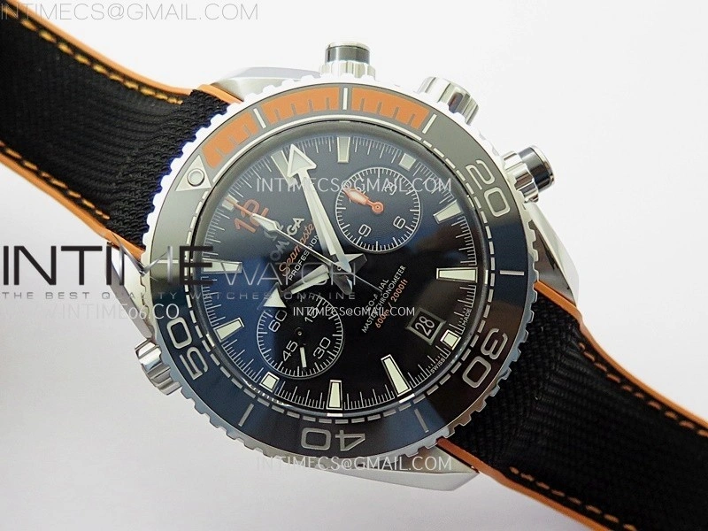 Planet Ocean Master Chronometer Black Orange Ceramic Bezel SS SCF 1:1 Best Edition Black Dial on Black Rubber Strap A9900