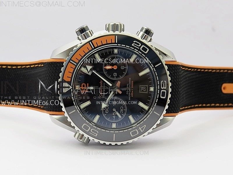 Planet Ocean Master Chronometer Black Orange Ceramic Bezel SS SCF 1:1 Best Edition Black Dial on Black Rubber Strap A9900