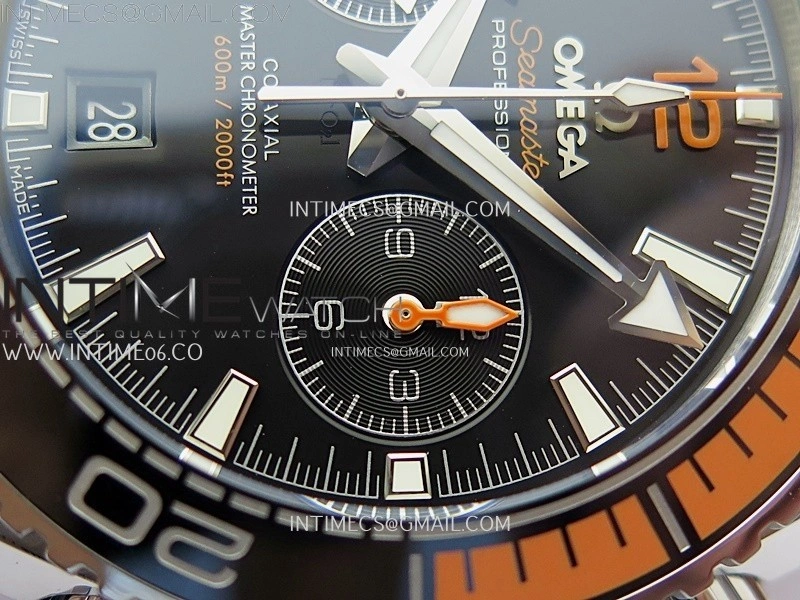 Planet Ocean Master Chronometer Black Orange Ceramic Bezel SS SCF 1:1 Best Edition Black Dial on Black Rubber Strap A9900
