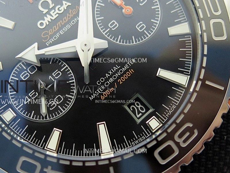 Planet Ocean Master Chronometer Black Orange Ceramic Bezel SS SCF 1:1 Best Edition Black Dial on Black Rubber Strap A9900
