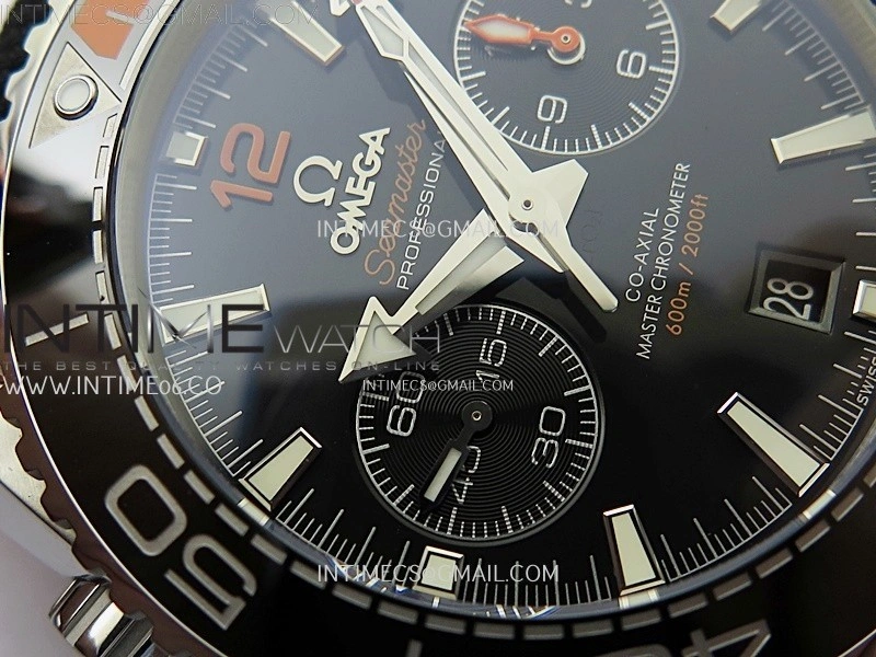 Planet Ocean Master Chronometer Black Orange Ceramic Bezel SS SCF 1:1 Best Edition Black Dial on Black Rubber Strap A9900