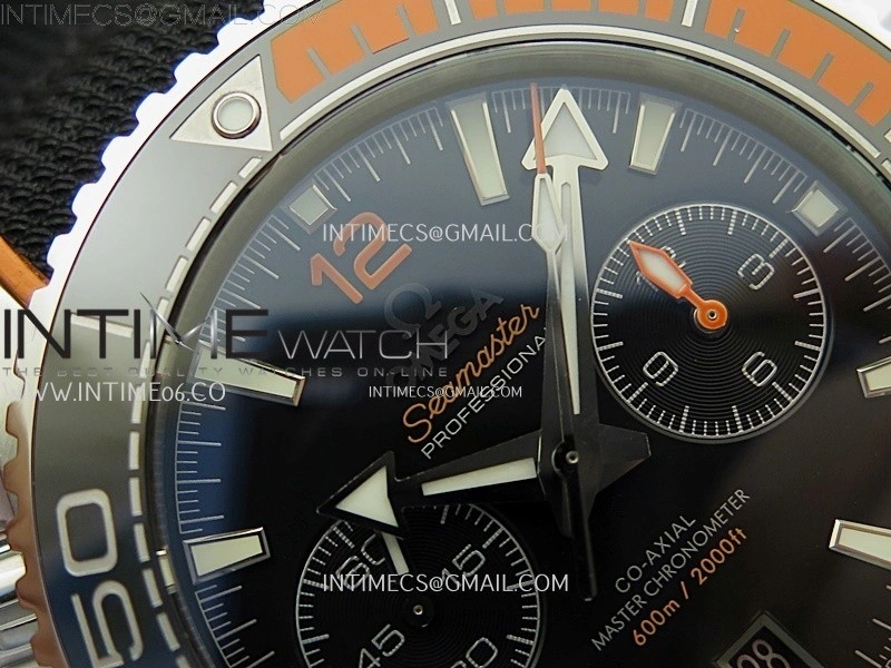 Planet Ocean Master Chronometer Black Orange Ceramic Bezel SS SCF 1:1 Best Edition Black Dial on Black Rubber Strap A9900