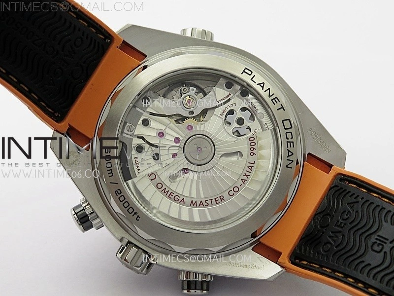 Planet Ocean Master Chronometer Black Orange Ceramic Bezel SS SCF 1:1 Best Edition Black Dial on Black Rubber Strap A9900