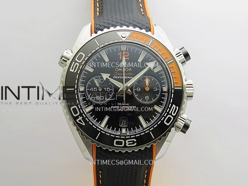 Planet Ocean Master Chronometer Black Orange Ceramic Bezel SS VRF 1:1 Best Edition Black Dial On Black Rubber Strap A9900