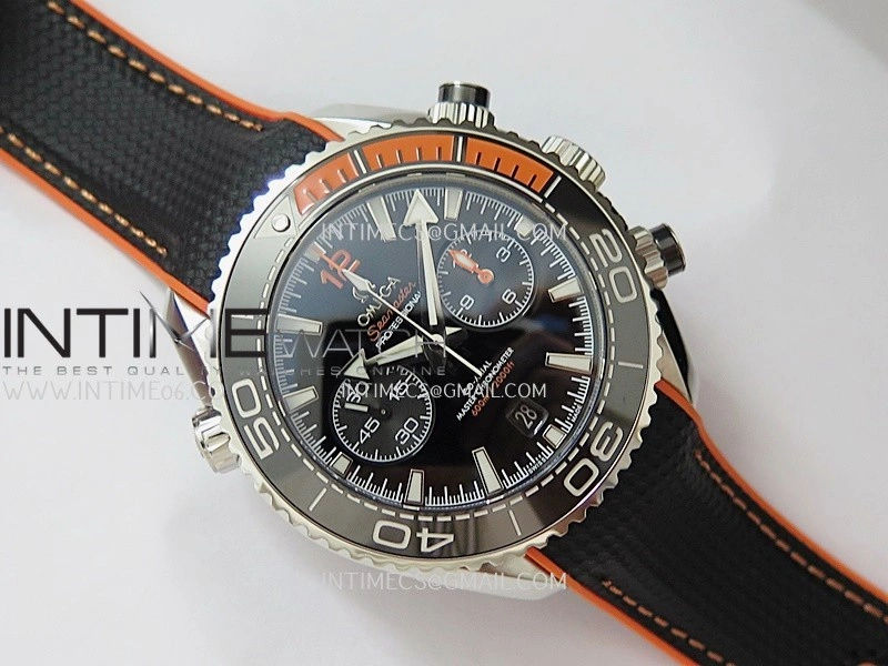 Planet Ocean Master Chronometer Black Orange Ceramic Bezel SS VRF 1:1 Best Edition Black Dial On Black Rubber Strap A9900