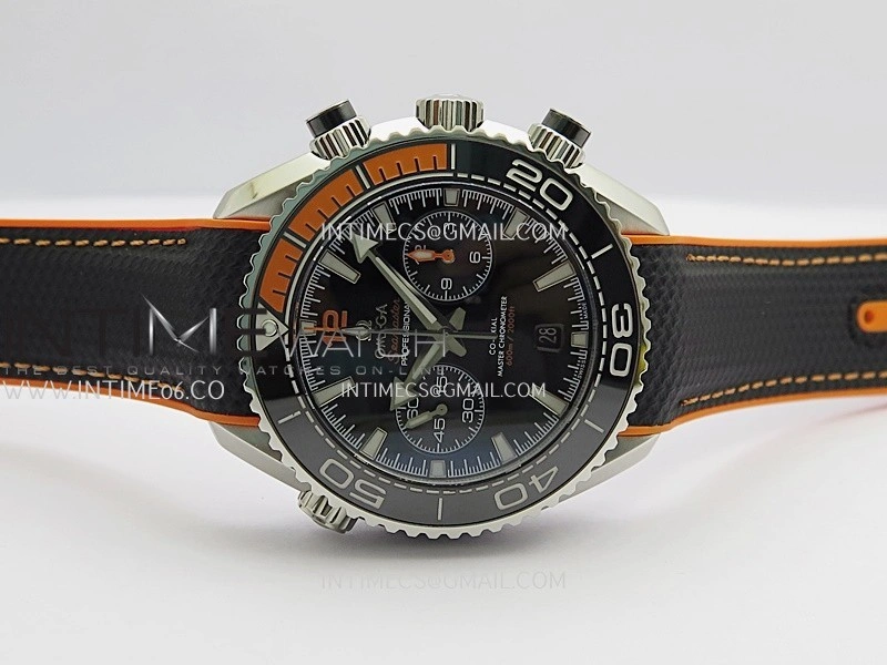 Planet Ocean Master Chronometer Black Orange Ceramic Bezel SS VRF 1:1 Best Edition Black Dial On Black Rubber Strap A9900