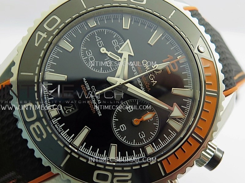 Planet Ocean Master Chronometer Black Orange Ceramic Bezel SS VRF 1:1 Best Edition Black Dial On Black Rubber Strap A9900