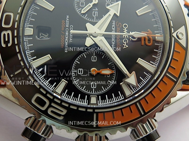 Planet Ocean Master Chronometer Black Orange Ceramic Bezel SS VRF 1:1 Best Edition Black Dial On Black Rubber Strap A9900