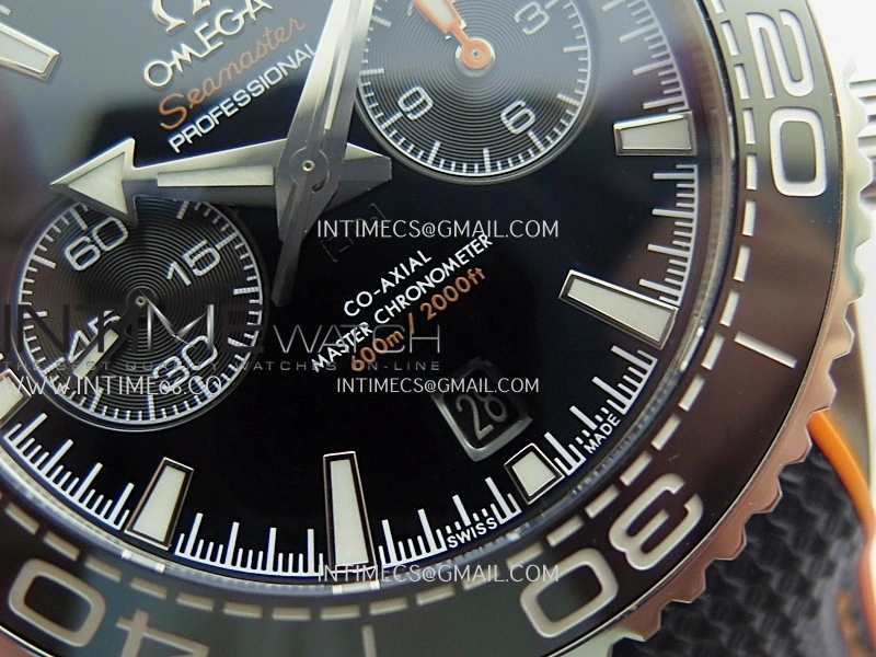 Planet Ocean Master Chronometer Black Orange Ceramic Bezel SS VRF 1:1 Best Edition Black Dial On Black Rubber Strap A9900