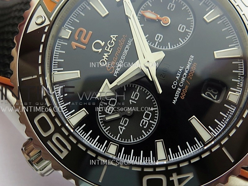 Planet Ocean Master Chronometer Black Orange Ceramic Bezel SS VRF 1:1 Best Edition Black Dial On Black Rubber Strap A9900