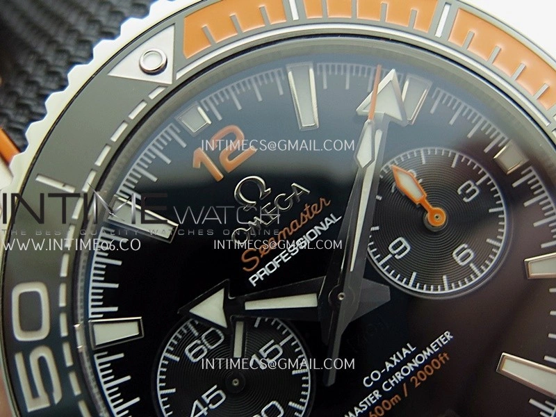Planet Ocean Master Chronometer Black Orange Ceramic Bezel SS VRF 1:1 Best Edition Black Dial On Black Rubber Strap A9900