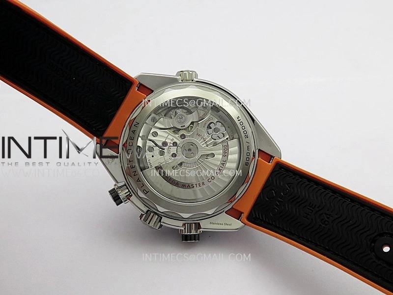 Planet Ocean Master Chronometer Black Orange Ceramic Bezel SS VRF 1:1 Best Edition Black Dial On Black Rubber Strap A9900
