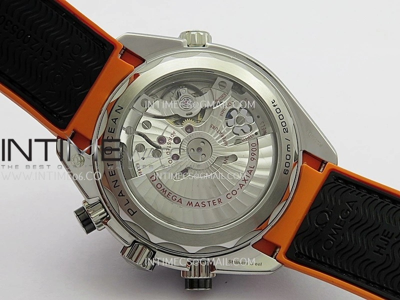 Planet Ocean Master Chronometer Black Orange Ceramic Bezel SS VRF 1:1 Best Edition Black Dial On Black Rubber Strap A9900