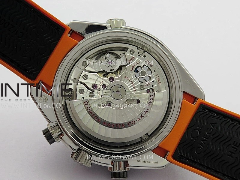Planet Ocean Master Chronometer Black Orange Ceramic Bezel SS VRF 1:1 Best Edition Black Dial On Black Rubber Strap A9900