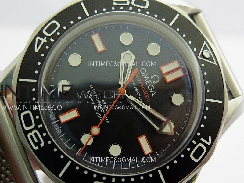Seamaster 300M Diver 42mm Orange Second Hand SS ORF Best Edition Black Dial On Mesh Bracelet SuperClone 8806