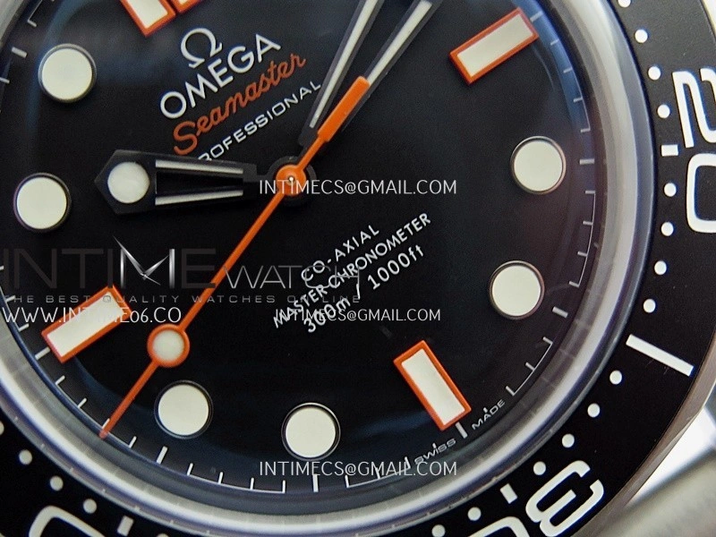 Seamaster 300M Diver 42mm Orange Second Hand SS ORF Best Edition Black Dial On Mesh Bracelet SuperClone 8806
