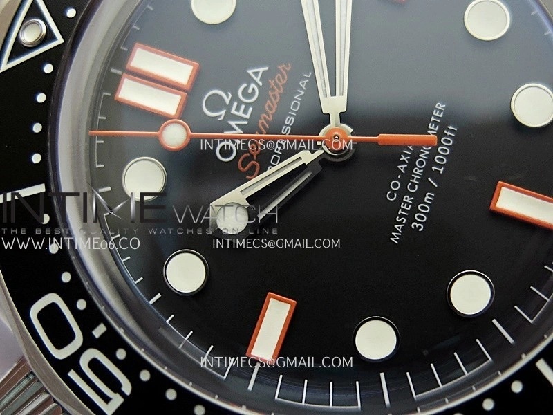 Seamaster 300M Diver 42mm Orange Second Hand SS ORF Best Edition Black Dial On Mesh Bracelet SuperClone 8806