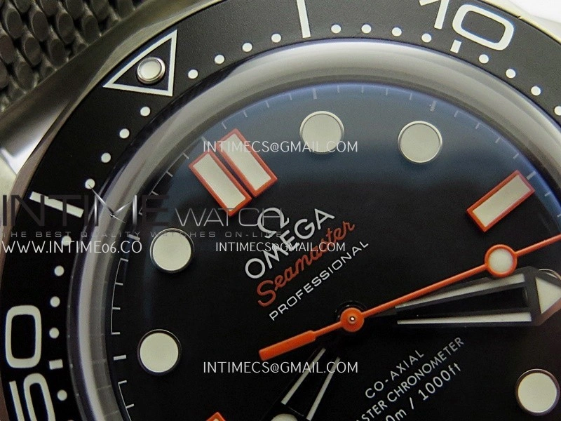 Seamaster 300M Diver 42mm Orange Second Hand SS ORF Best Edition Black Dial On Mesh Bracelet SuperClone 8806