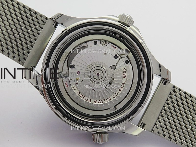 Seamaster 300M Diver 42mm Orange Second Hand SS ORF Best Edition Black Dial On Mesh Bracelet SuperClone 8806