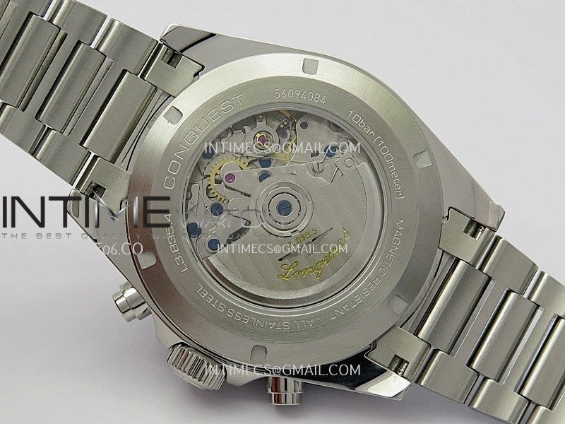 Conquest Chronograph 42mm Blue Ceramic Bezel SS AF 1:1 Best Edition Blue Dial On SS Bracelet A7750