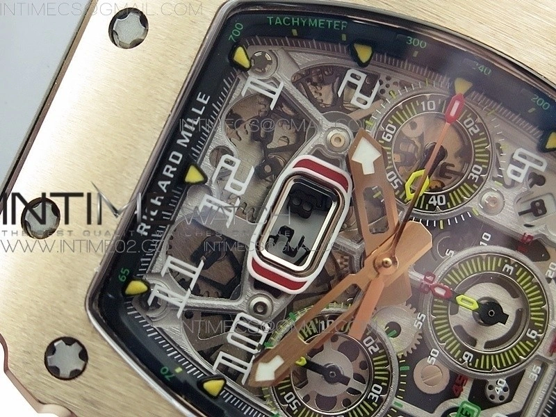 RM011 RG Chronograph RG Case KVF 1:1 Best Edition Crystal Skeleton Dial on Gray Rubber Strap A7750