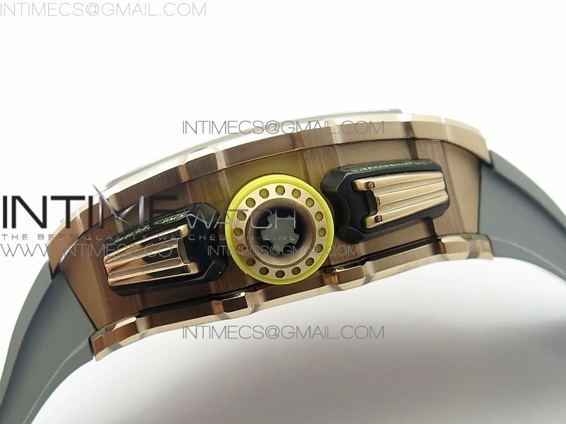 RM011 RG Chronograph RG Case KVF 1:1 Best Edition Crystal Skeleton Dial on Gray Rubber Strap A7750