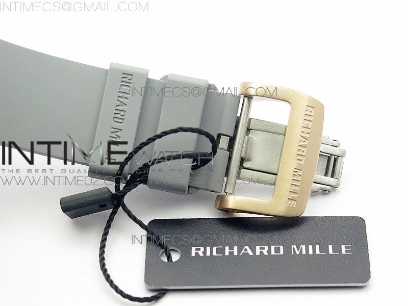 RM011 RG Chronograph RG Case KVF 1:1 Best Edition Crystal Skeleton Dial on Gray Rubber Strap A7750