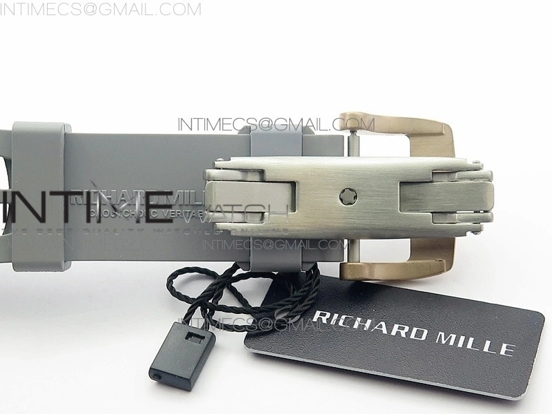 RM011 RG Chronograph RG Case KVF 1:1 Best Edition Crystal Skeleton Dial on Gray Rubber Strap A7750