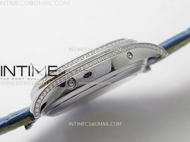 Annual Calendar 4947G SS Diamonds Bezel N1F Best Edition White Dial on Blue Leather Strap A324